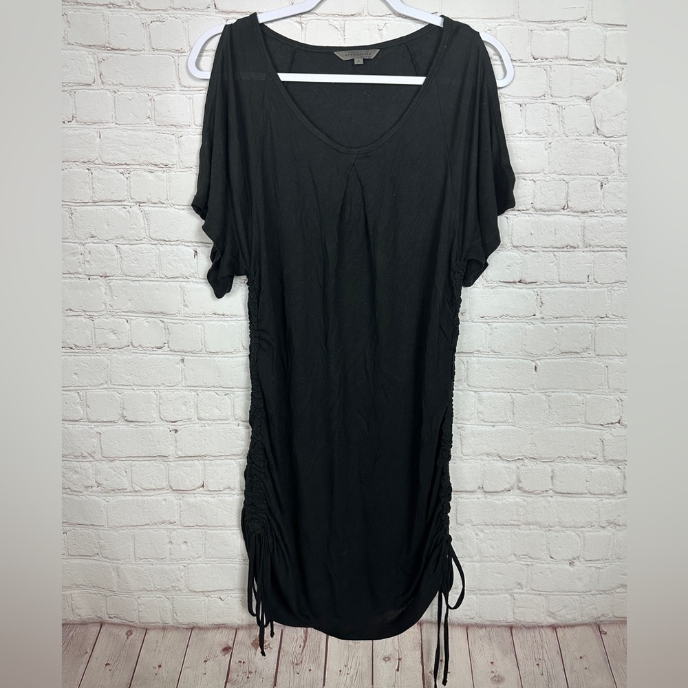 Eryn Brinie rayon cold shoulder side cinch‎ dress beachy casual comfort, sz S
